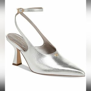 Elegant Metallic Silver Ankle Strap Heels Size 10.New. Circus Sam Edelman